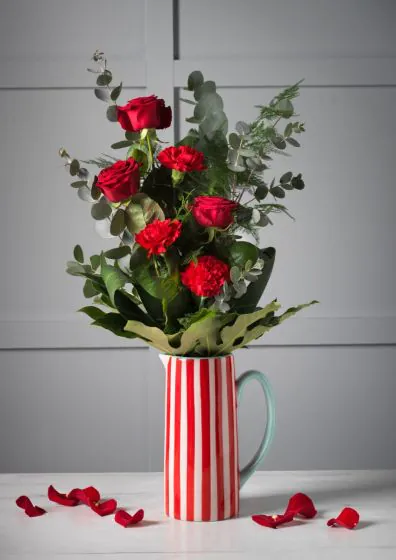 Timeless Tidings Striped Jug Arrangement