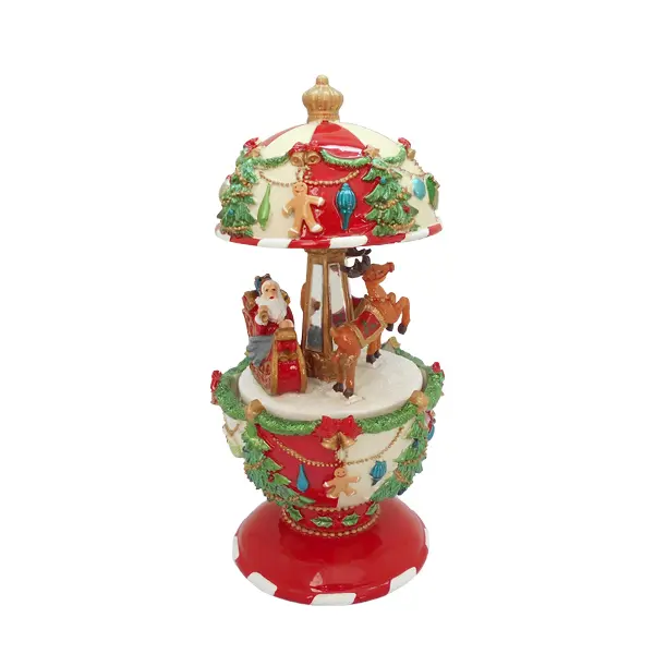 17cm Santa & Reindeer Revolving Music Box