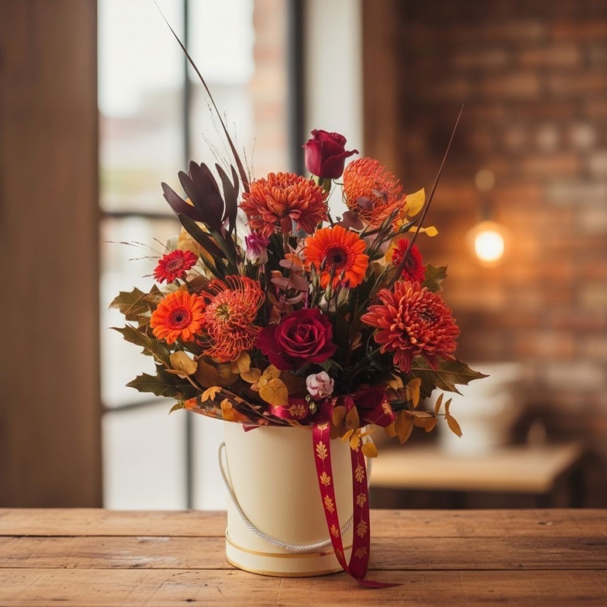 Autumnal Hamilton Hat Box Arrangement