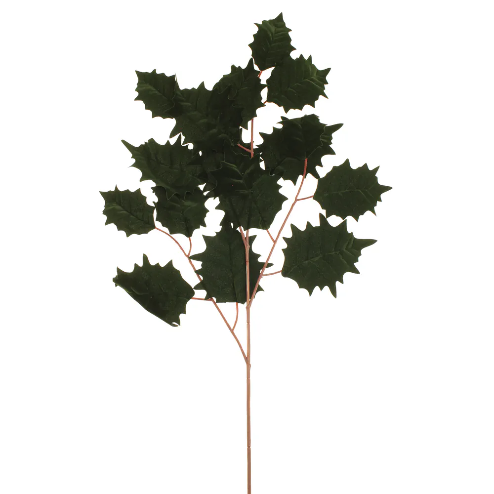 86cm Green Velvet Holly Spray