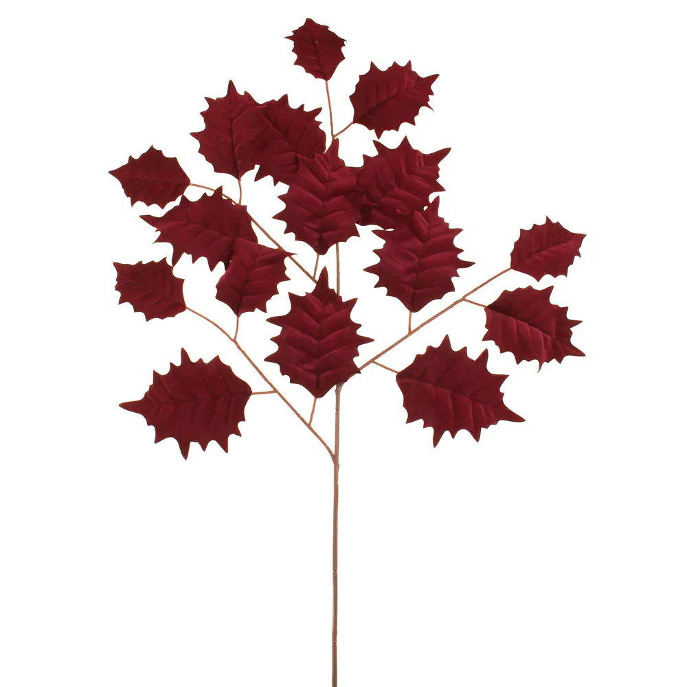 86cm Burgundy Velvet Holly Spray