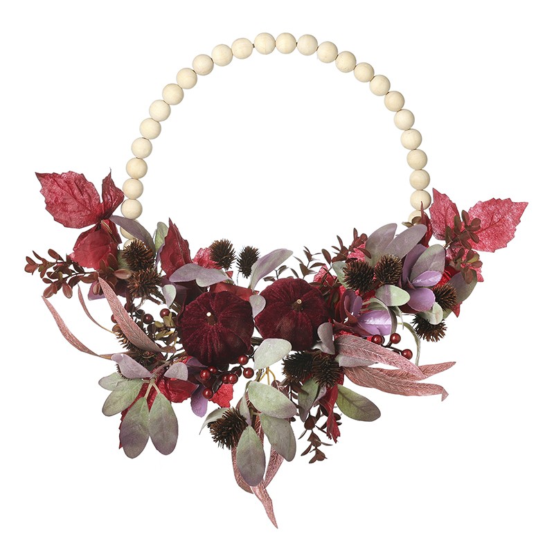 Half Red Leaf Wreath With Beads