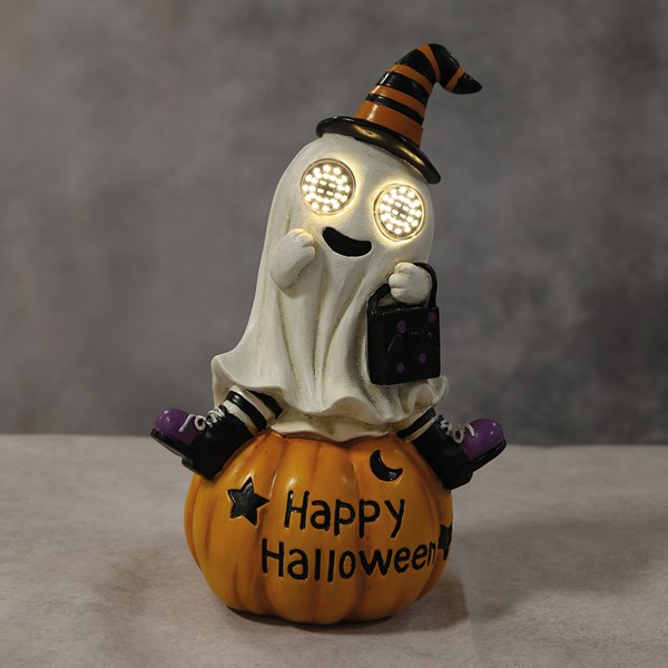 LED Ghost Pumpkin 18 x 29cm